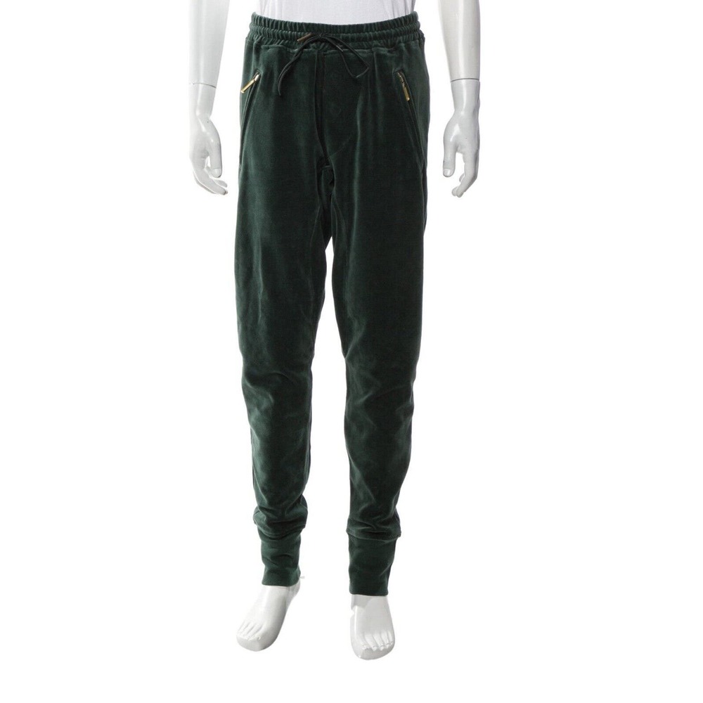 New KITH x Bergdorf Goodman Velour Bleecker Pant Jogger Sz Medium Forest Green
